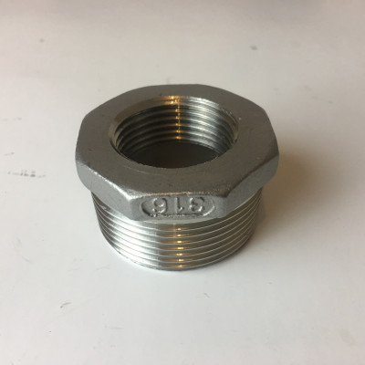 Hexagon Reducing Bush 1 1/2" (40mm) / 1" (25mm) - Stainless Steel 316 Hexagon Reducing Bush 1 1/2" (40mm) / 1" (25mm) - Stainless Steel 316